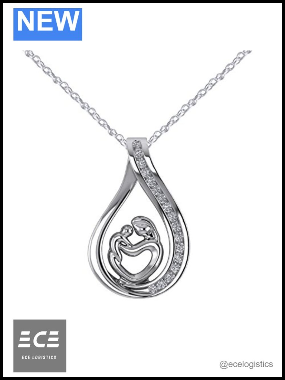 925 Sterling Silver Diamond Infinity Heart Pendant Necklace 18" Chain